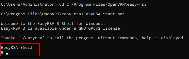 Accessing the EasyRSA shell