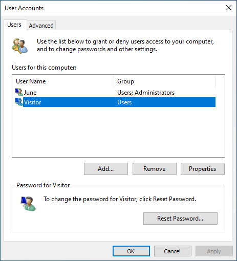 The Visitor account