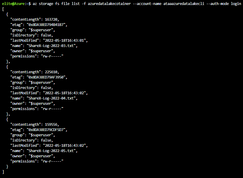 Listing Uploaded Files in Container via Azure CLI