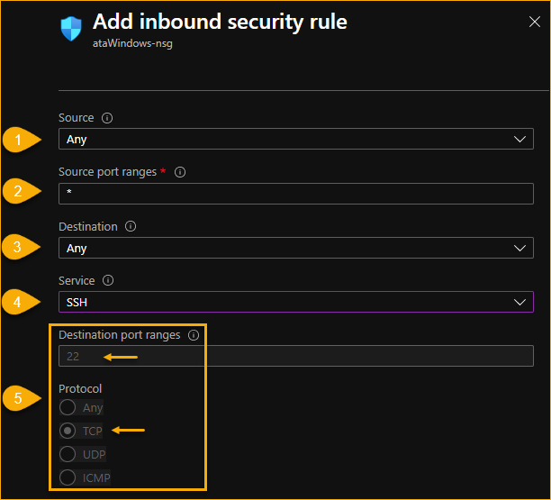 Adding Inbound rule (SSH)