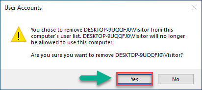 Confirming to remove the guest account