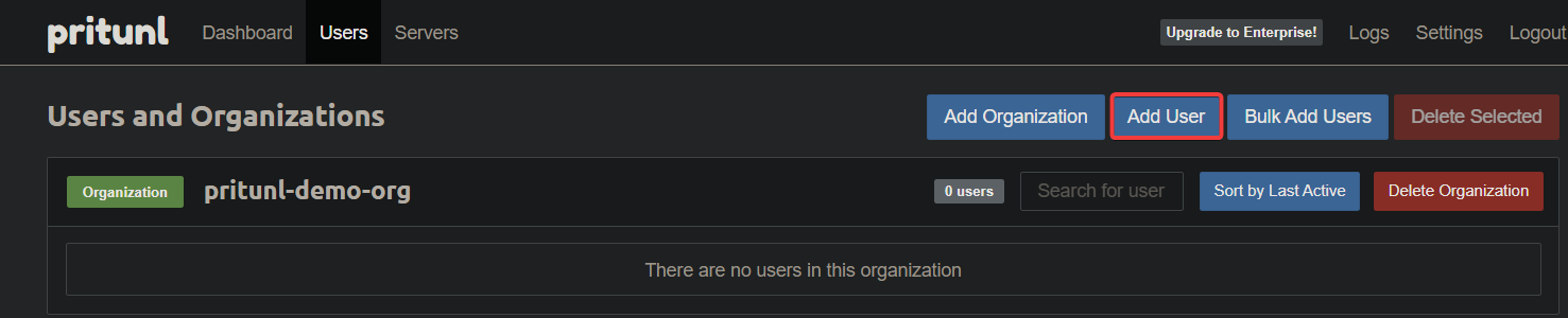 Initiating adding a new user