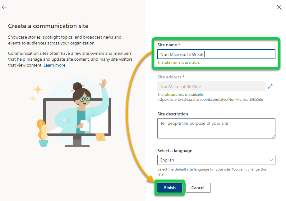 Naming and creating the Communication Site