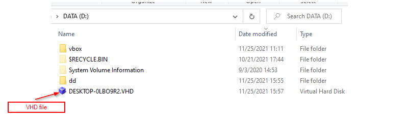 The resulting output VHD file
