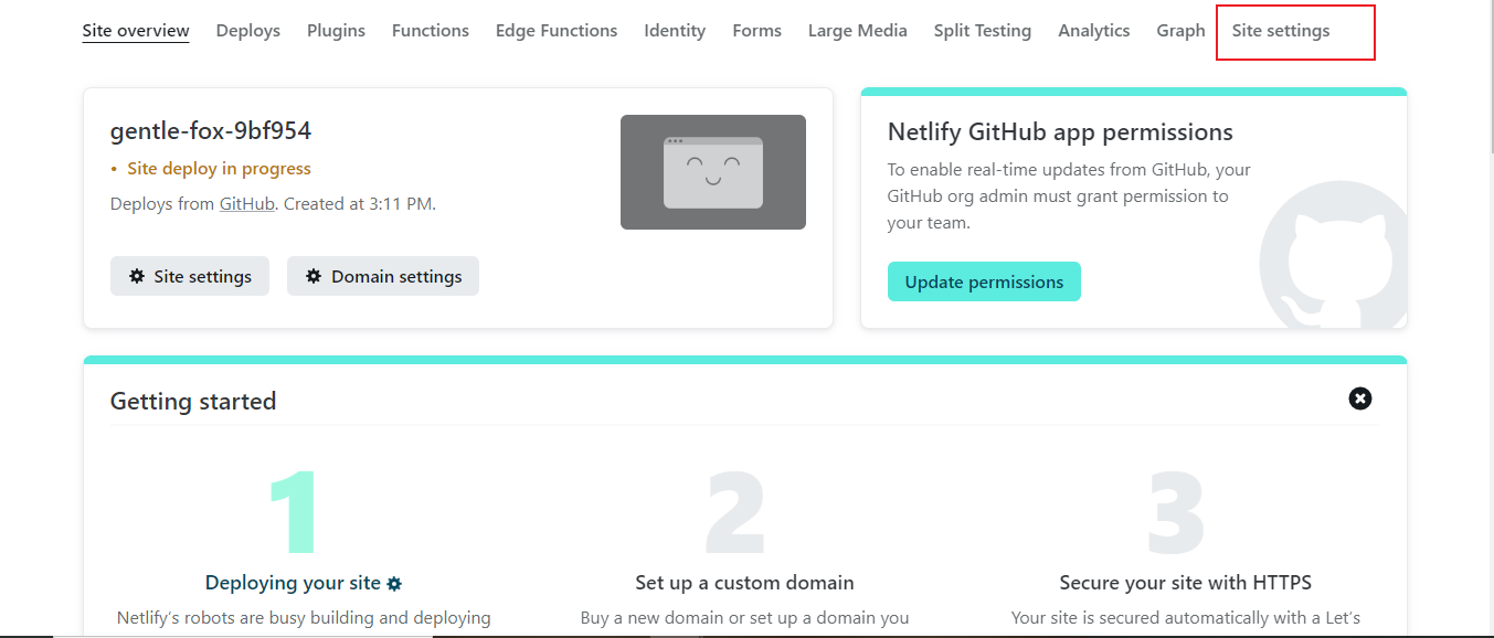 Accessing the site details