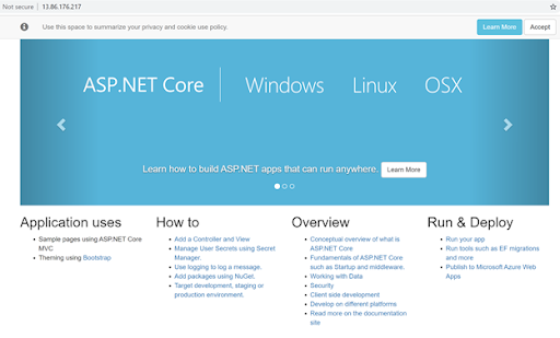 Sample ASP.NET Core webpage