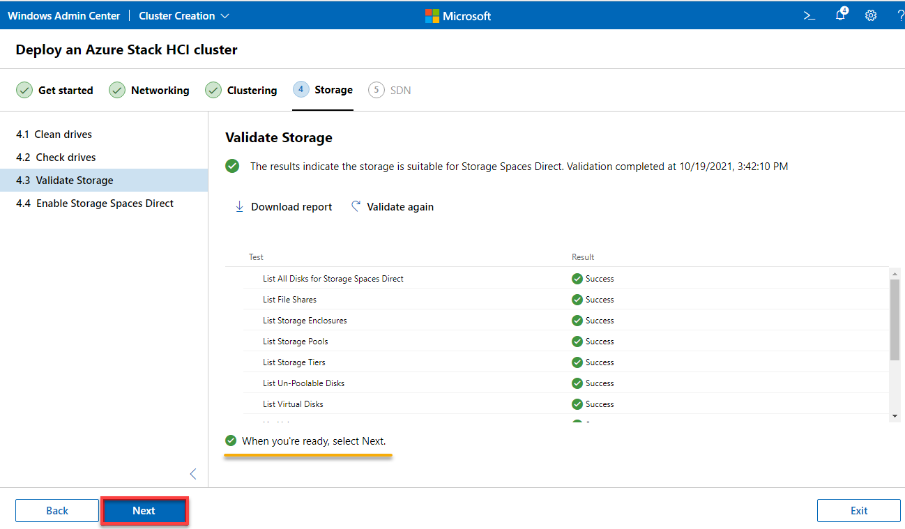 Validating storage