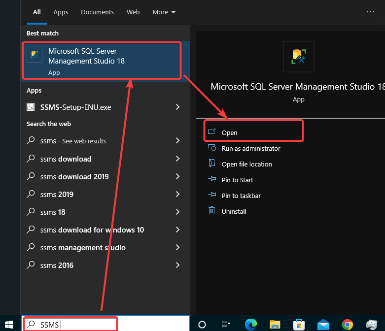 Opening SSMS