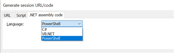 WinSCP command line: .NET assembly code tab