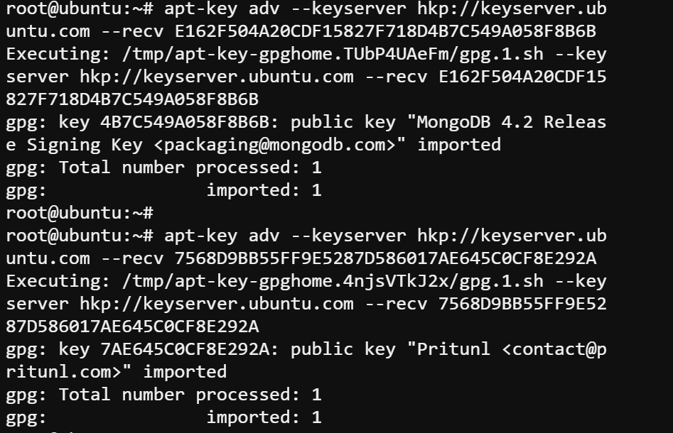 Adding the Pritunl keys to the apt keyring