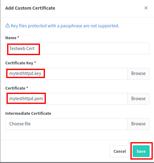 Saving the SSL certificate