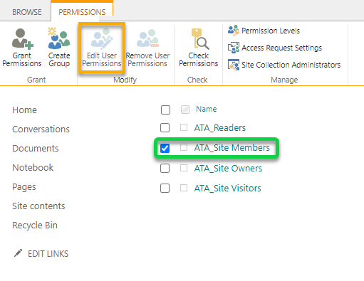 Attempting to edit user permissions