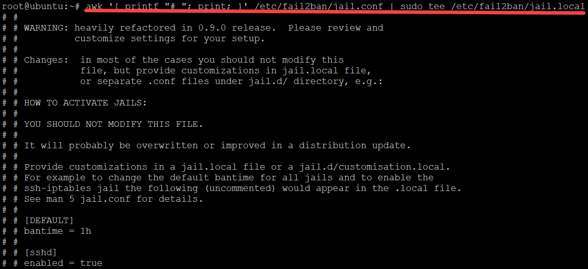 Creating the jail.local file