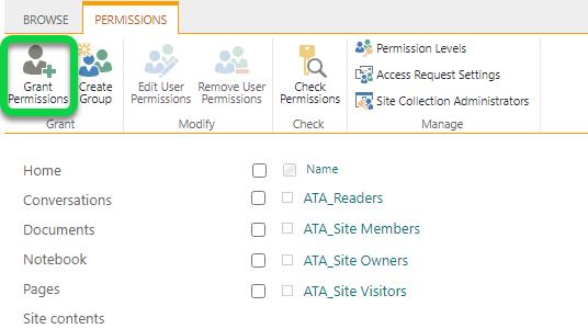 Granting permissions