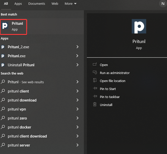 Launching the Pritunl client