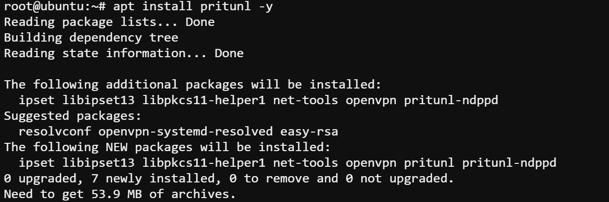 Installing the Pritunl server