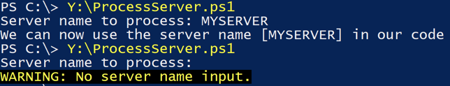 Warning when no input