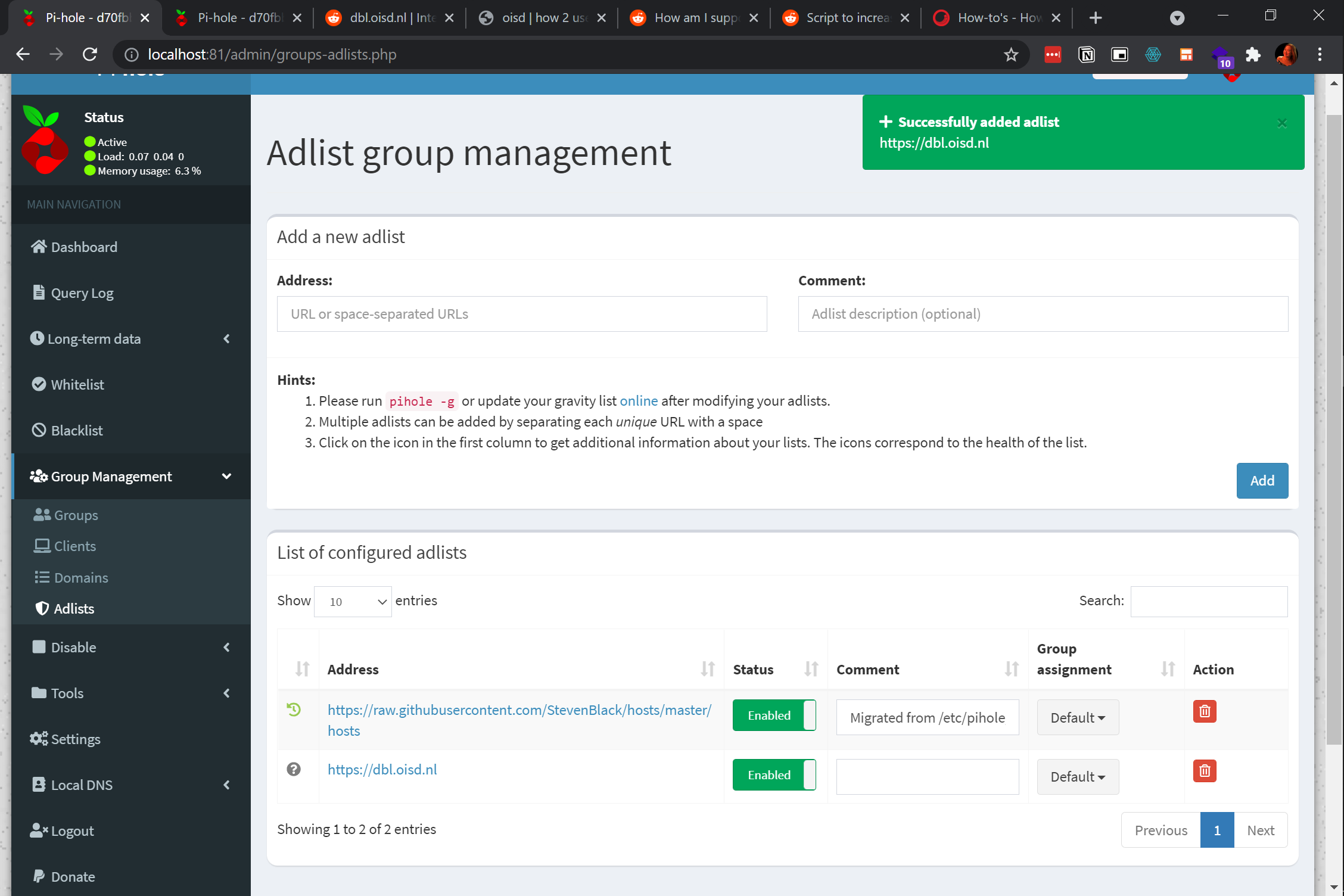 Adding a Community-Maintained Blacklists of URLs for Pi-hole to Block