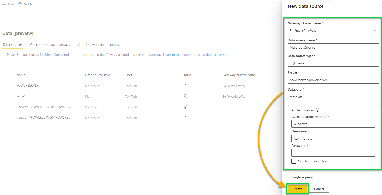 Configuring a new data source
