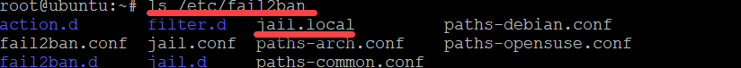 Checking the newly created local file (jail.local)