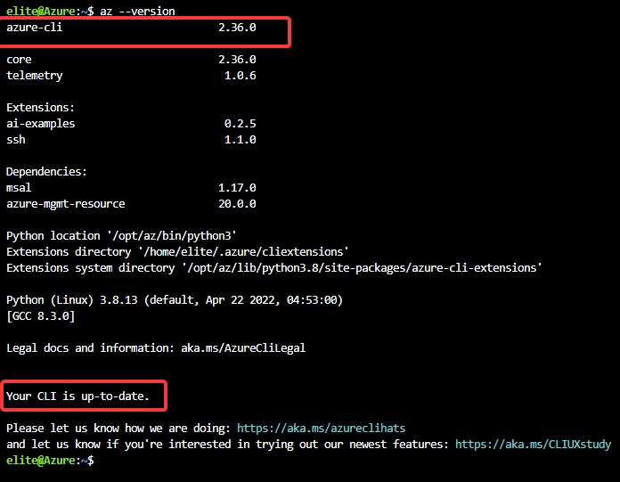 Verifying Azure CLI Version Installed