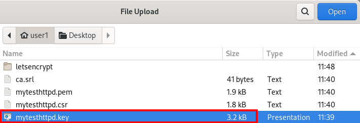 Provisioning SSL Certificates: Selecting the key file