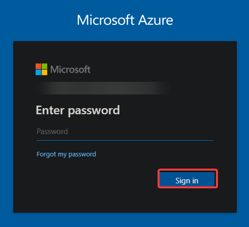 Logging in to Azure Portal