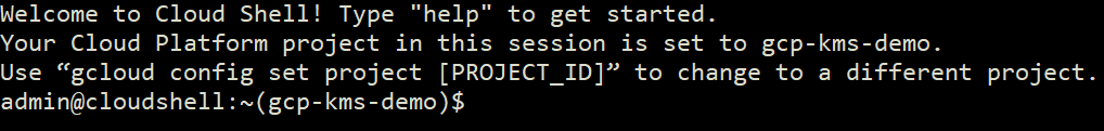 Viewing the Cloud Shell prompt