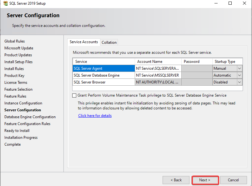 Server configuration