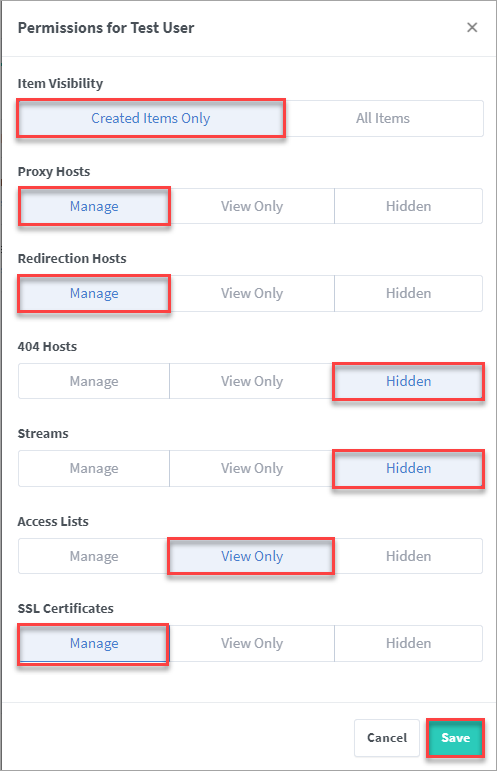 Saving the user’s permissions