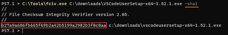 Generating SHA-1 checksums in Windows using fciv.exe