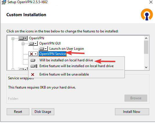 Enabling the OpenVPN Service