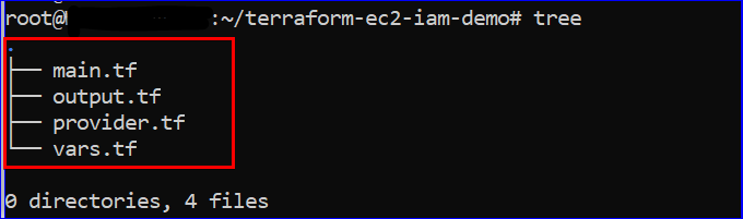 Showing all the Terraform configuration files required
