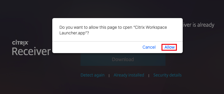 Invoke Citrix Workspace Launcher prompt