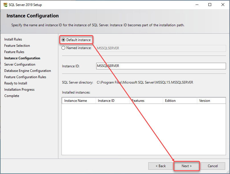 Instance configuration