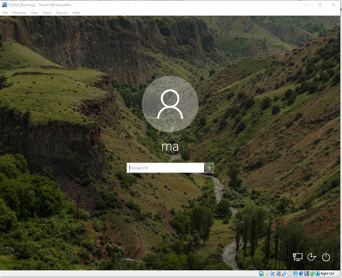 Starting the VM: Sign-in Screen