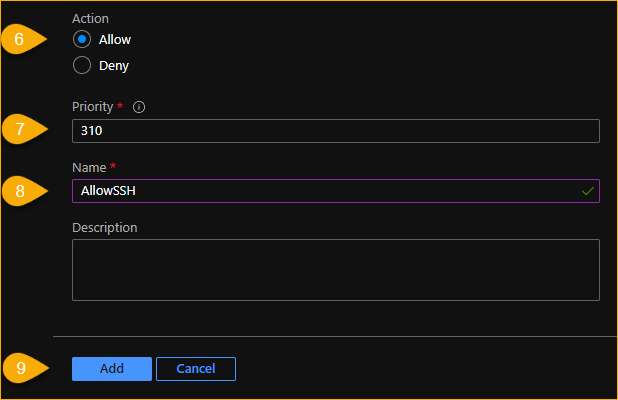Adding Inbound rule (SSH) continued