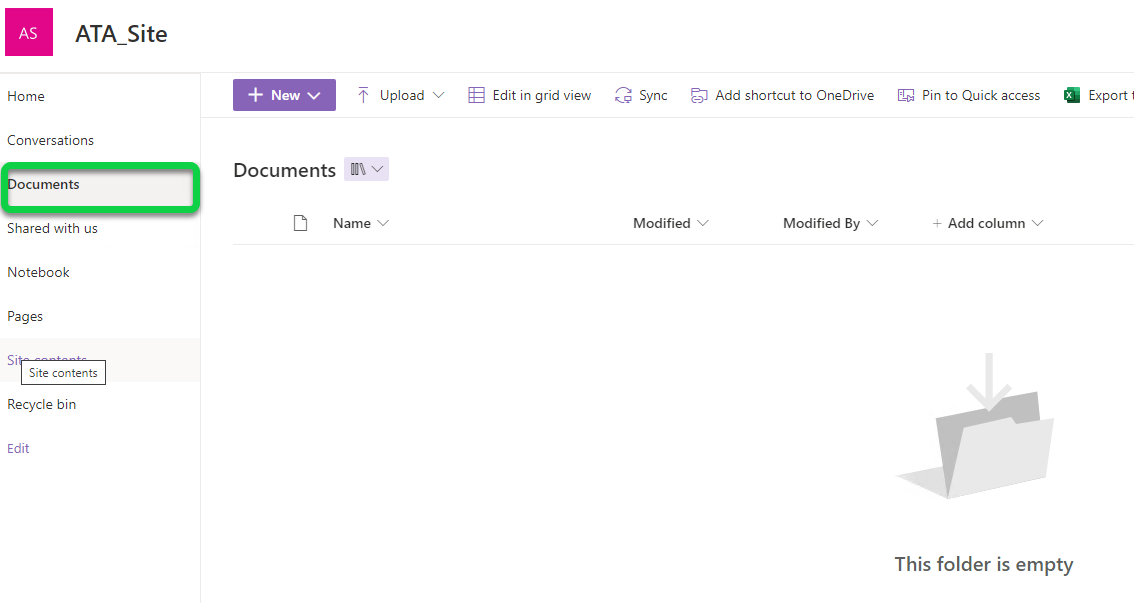 Accessing the Documents page