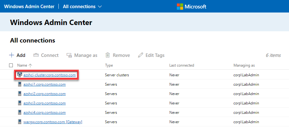Accessing the newly-created server cluster
