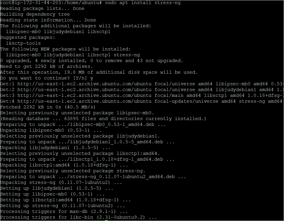 Installing the Load Stress tool on the AWS EC2 instance