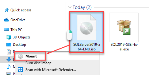 Mount Microsoft SQL Server Standard Edition 2019 media