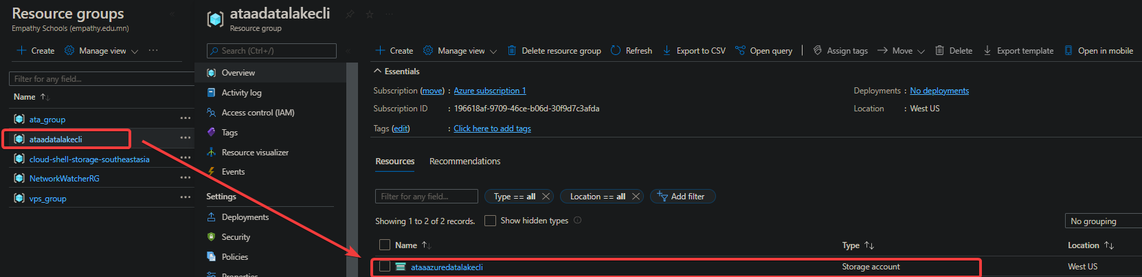 Accessing Storage Account Info