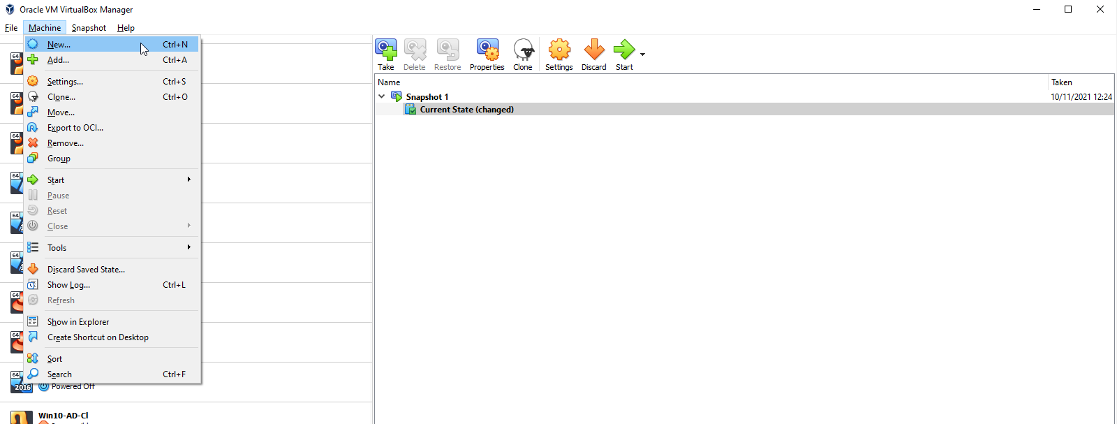 Create a new VM in VirtualBox Manager
