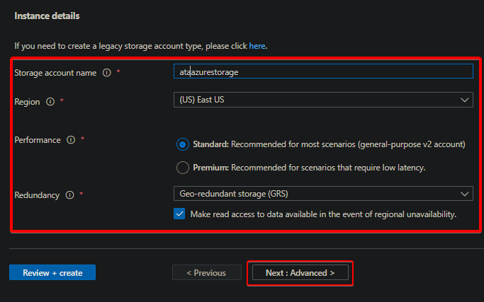 Create a Storage Account