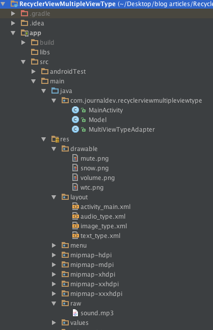 android recycler view multiple view type project