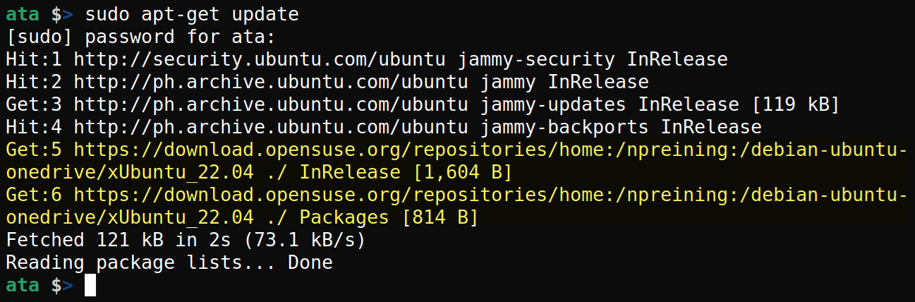 Updating the package cache