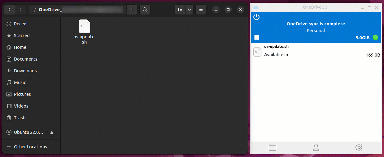 Copying files to the local OneDrive directory