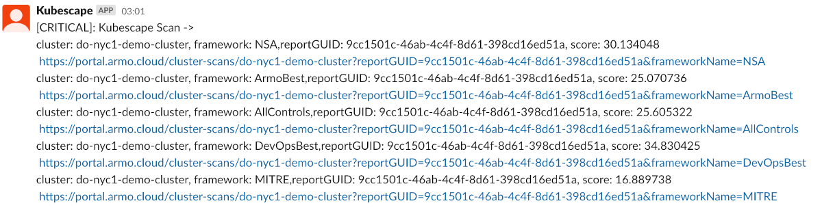 Cluster Scan Periodic Alerts