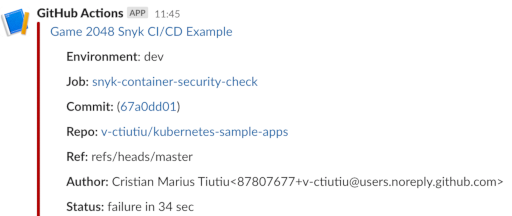 Game 2048 Workflow Slack Notification