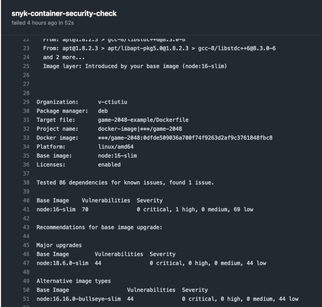 Snyk Container Fix Recommendations